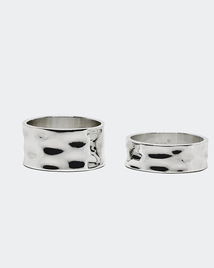 .925 WIDE HAMMERED RING 8MM