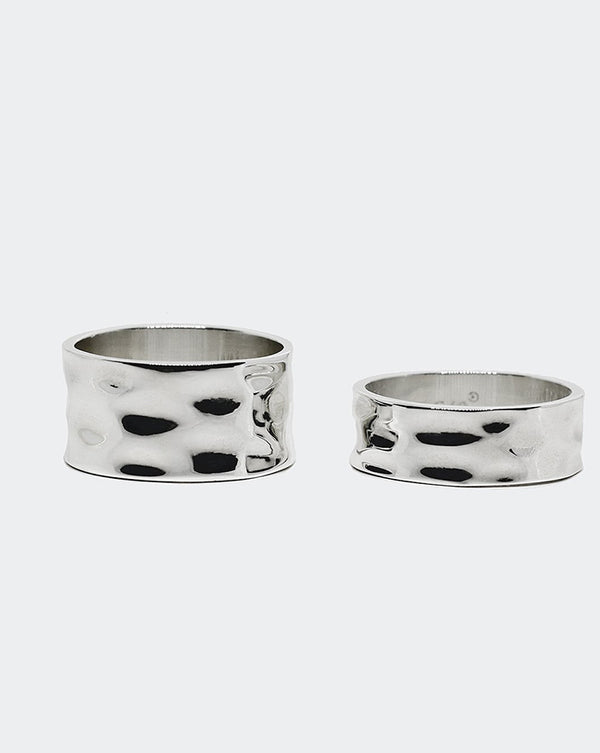 .925 WIDE HAMMERED RING 12MM